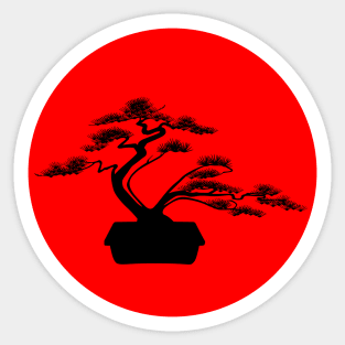 Bonsai tree in red circle Sticker